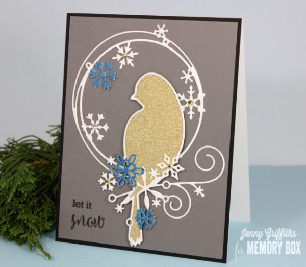 Karte von Memory Box: Snowflake Bird – Karten-Kunst
